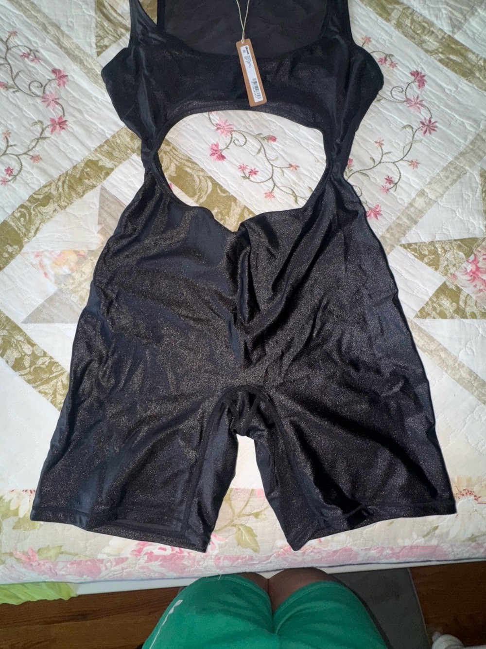 SKIMS Black Shimmer Cutout Bodysuit